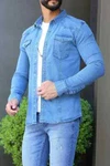 Mens Slim Fit Denim Cotton Shirts Long Sleeve Chest Pocket Snap Button Down Tops New. Price: $20.00.