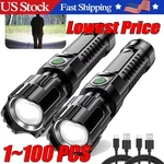 Mini Rechargeable Led Flashlight Tactical Police Super Bright Torch Zoomable Lot New. Price: $31.49.