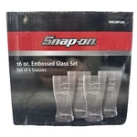 Nos Snap-on SSX18P109 Advertising Embossed 16OZ Glass Set Of 4 New. Price: $31.45.