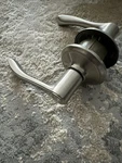 Schlage Avila F10 Vla 619 Door Lever Hall & Closet - Satin Nickel Used. Price: $17.00.