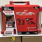Milwaukee M18 Fuel 4-TOOL Combo Kit 3697-24PO. With Wheeled Pack Out Box New. Price: $846.00.