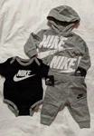 Nike Baby Infant Boy Piece Set Jacket, Bodysuit & Pants Gray, Black White 3M New. Price: $41.99.