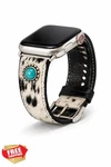 Western Cowhide Apple Watch Band Turquoise Concho Hair-on Leather Strap New. Price: $54.99.