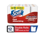 Scott Paper Towels Choose-a-sheet 12 Double Rolls Strong Absorbent Value Pack Wh New. Price: $44.00.