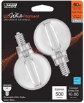 Filament Led Bulb G16.5 E12 Soft White 500 Lm 3.2"X1.9" Feit BPG1660927WFIL2 New. Price: $11.99.