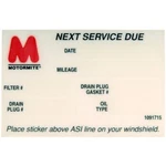 Dorman 65287 Oil Change Sticker Window New. Price: $21.33.