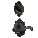 Schlage Residential Lock F59-FLA-716-BRK-LH Deco Flair Inside Used. Price: $97.36.