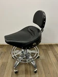 Biker Bar Stool By Larin Corporation Pneumatic With Back Used. Price: $295.00.