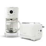 Haden 12 Cup Coffee Maker With Slice Wide Stainless Steel Bread Toaster, White New. Price: $152.99.