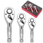Tommars Stubby Ratchet Set, 1/4", 3/8", 1/2" Drive, Silver New. Price: $40.64.