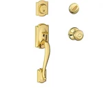 Schlage F60 605 Camelot Brass Handleset W/ Georgian Knob (5-1) New. Price: $130.49.