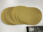 3M 31446 Sanding Discs 6", 320 Grit, Stikit, Pack Of 10 New. Price: $8.95.