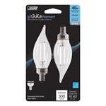 Feit White BA10 E12 (candelabra) Filament Led Bulb Daylight 40 Watt Equivalence New. Price: $14.99.