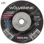 10 Pc Weiler 56455 Wolverine Grinding Wheels 4-1/2", 1/4" Thick 5/8" Arbor A24N New. Price: $39.49.