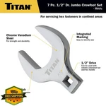 Titan 17670 7PC 1/2" Drive Metric Jumbo Crowfoot Wrench Set New. Price: $70.22.