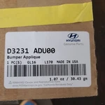 Bumper, Applique, Rear Hyundai (D3231-ADU00) New. Price: $82.50.