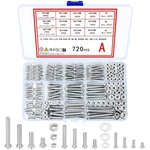720 Pcs Nuts And Bolts Assortment Kit, M3 M4 M5 Carbon Steel One Size, Silver New. Price: $17.51.