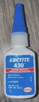 Loctite 233978 Instant Adhesive, 430 Series, Clear, 1 Oz, Bottle New. Price: $14.00.