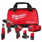 Milwaukee 3424-23 M12 Fuel 3-TOOL Combo Kit W/ Impact, Ratchet, Hammer Drill New. Price: $537.81.