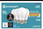 Ecosmart Led Dimmable Bulb 8 Pack A9A19A60WT20C04 New. Price: $16.00.