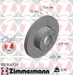 Zimmermann 150.3467.20 Standard Coat Disc Brake Rotor New. Price: $127.99.