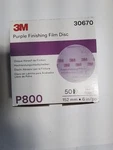 3M 30670 260L Purple Finishing Film Hookit Disc, In, P800, 50 Discs Per Box New. Price: $55.00.