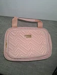 Leaders Pink Quilted Fabric Makeup Bag With Zipper, Handles, Pockets New. Price: $10.00.