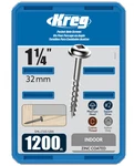 Kreg Zinc Pocket Hole Screws 1-1/4 Inch Coarse Thread -maxi Loc Head 1200 Ct New. Price: $47.99.