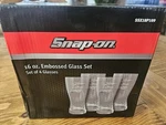 Nos Snap-on SSX18P109 Advertising Embossed 16OZ Glass Set Of 4 New. Price: $49.99.