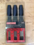 Craftsman Tools Usa 36857 3-PIECE Ergonomic Wood Chisel Set 1/2", 3/4", 1" Used. Price: $42.00.