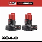 48-11-2442MILWAUKEE Tool M12 Redlithium XC4.0 Battery Two Pack New. Price: $160.00.