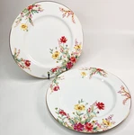 Vtg SET/2 Kent China Springfield Dinner Plates Grannycore Floral Gold Trim 10.5" Used. Price: $34.95.