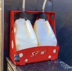 Fuel Jug Rack Holder With Custom Name Dual Locking Mount Race Trailer New. Price: $84.99.