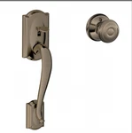 Schlage FE285 716 Camelot Front Entry Handleset Georgian Knob Aged Bronz New. Price: $44.99.