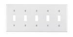 Leviton 88023-000 White 5-GANG Plastic Toggle Wall Plate 4-1/2 X 10 In. New. Price: $8.08.