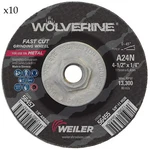 10 Weiler 56455 Wolverine Grinding Wheels 4-1/2", 1/4" Thick 5/8" Arbor A24N New. Price: $39.49.