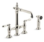 Kohler Artifacts K-76519-4-SN Widespread Bridge Kitchen Faucet Polished Nickel Open. Price: $948.00.